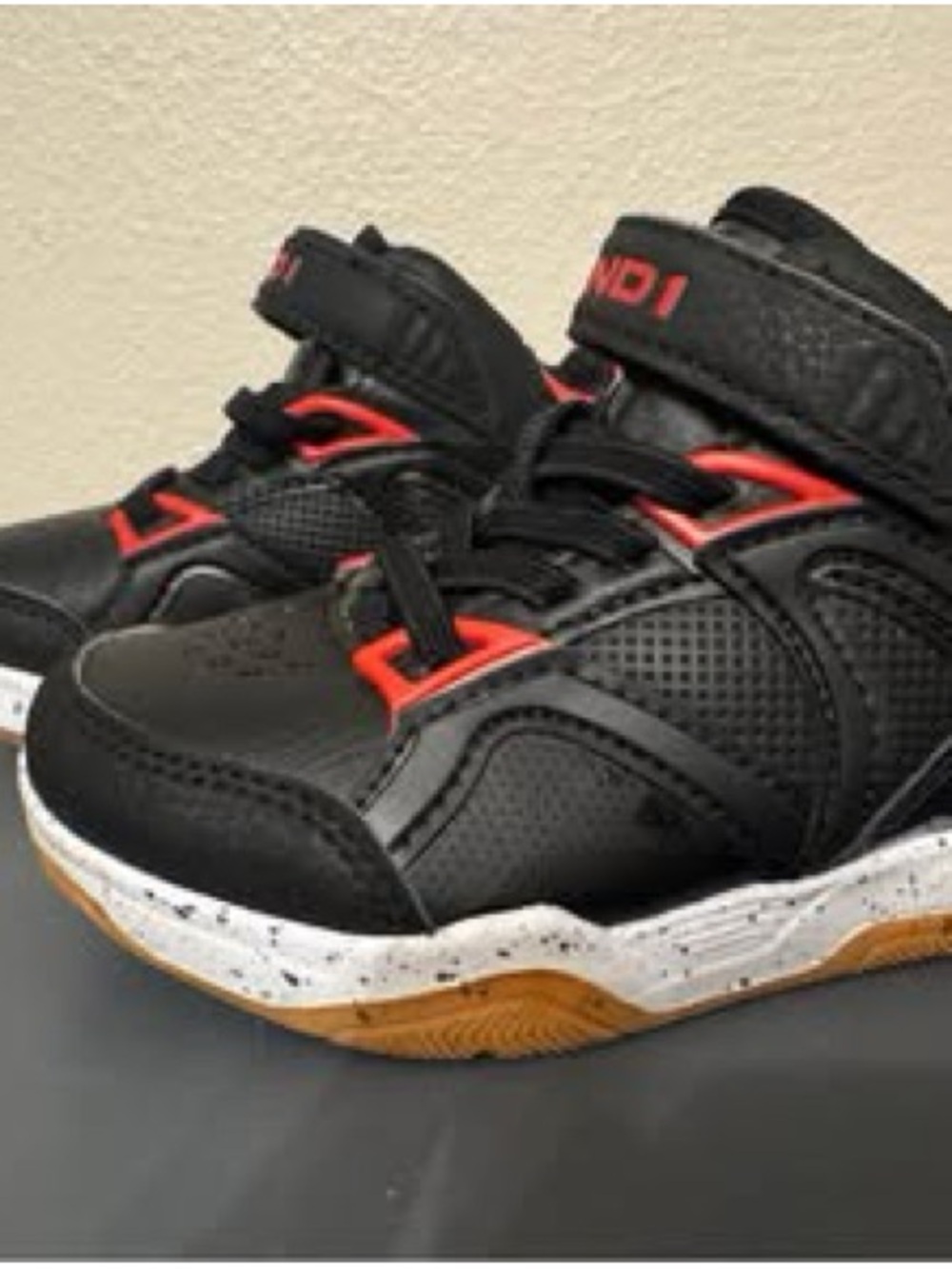 And1 Kids Black and Red High-Top Sneakers